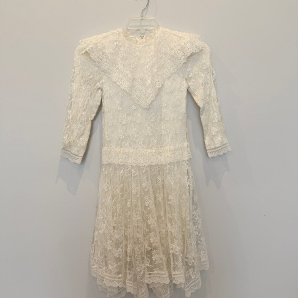 Jessica McClintok Bridal Vintage 80s Renaissance Lace Wedding Dress. Sz 8 DY
